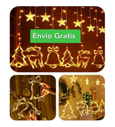 Luces Led Navidadeñas  De Árbol Campana Reno Estrella 3 Mts