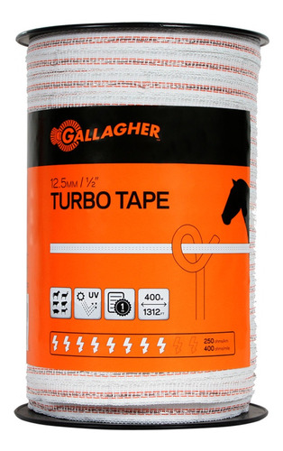 Cinta Turbo Cerco Eléctrico Gallagher 12,5mm 400m Blanco