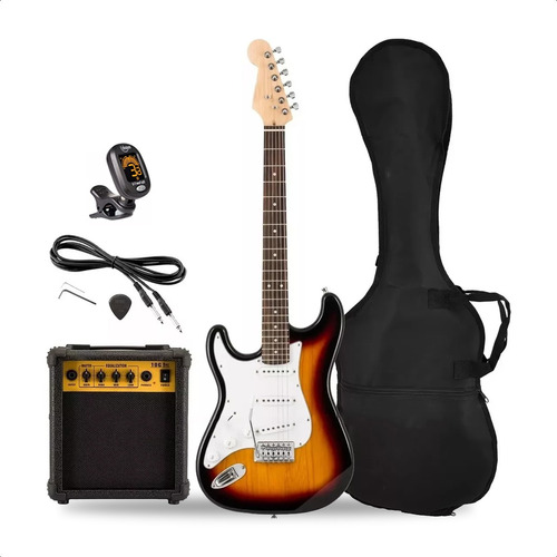 Guitarra Electrica Rock Zurdo Ampli 10w Accesorios Completos
