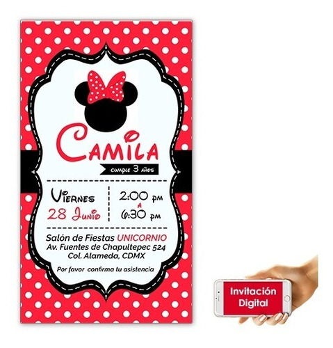 Invitación Digital - Minnie Mouse - Personalizada