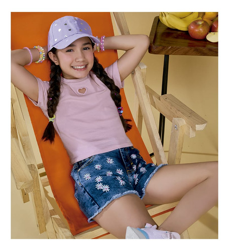 Coqueta Short Niña Con Estampado De Flores Azul