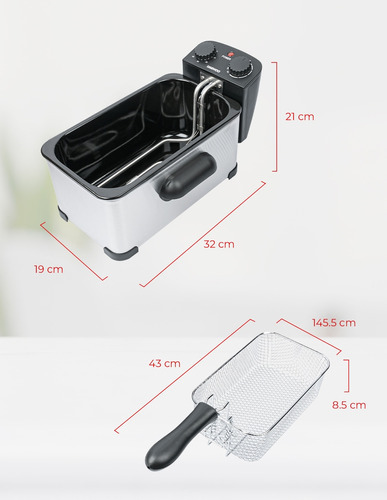 Freidora De Aceite Daewoo Ddf-364 De Inmersión De 3 Litros