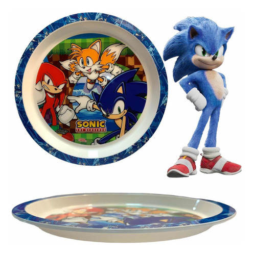 Plato Playo Sonic + Knuckles + Tails Unico Para Regalar Y