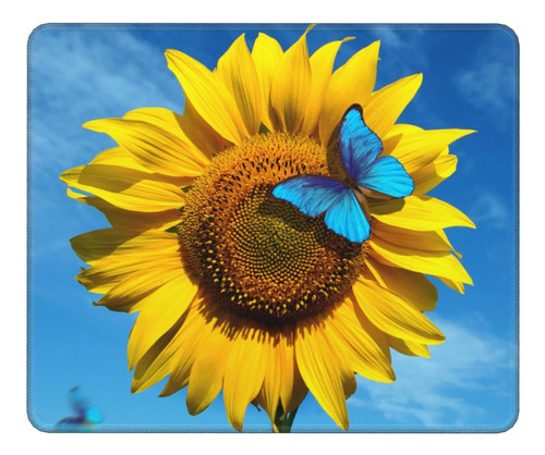 Mouse Pad De Girasol Con Patron De Mariposa Az...