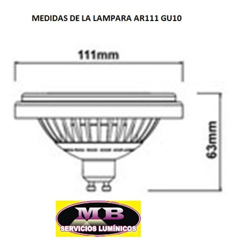 Imagen 3 de 10 de Lampara Foco Led Ar111 220v Marca: Candil Luz Fria/calida 12w=100w Ideal Iluminacion Comercios Salones Hogar