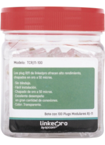 Bote Con 100 Piezas De Plug Modular Tipo Rj11 De 4 Contactos