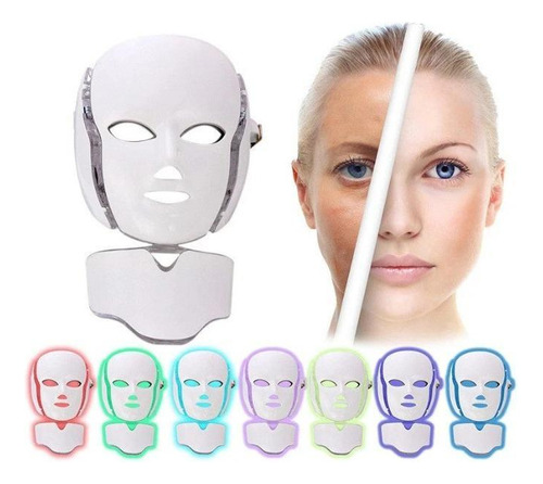 Máscara Led Facial+pescoço | 7 Cores | Estimula Colágeno