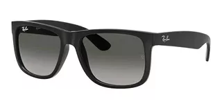 Óculos de sol Ray-Ban Justin Classic Standard armação de náilon cor matte black, lente grey de policarbonato degradada, haste matte black de náilon - RB4165