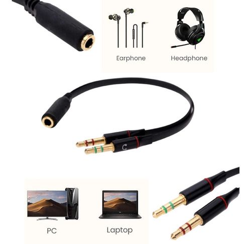 Adaptador Splitter 3.5m Hembra A (2x3.5m Macho) Micro+ Audio