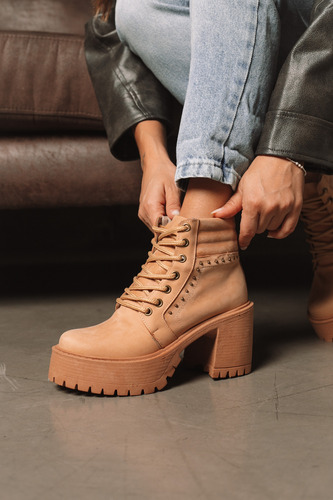 Borcegos Mujer Cuero Taco Alto Plataforma Botas Moda Romi