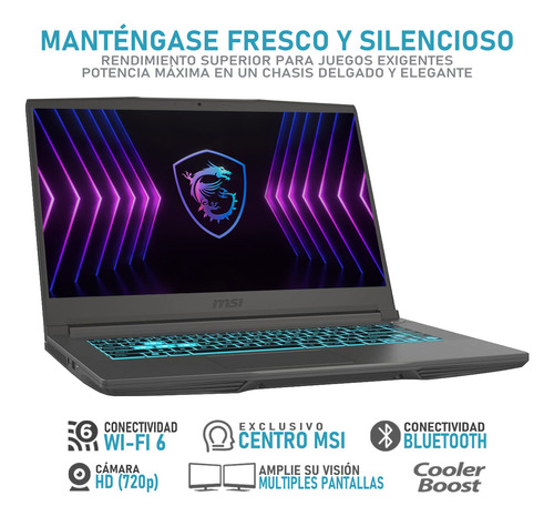 Laptop Gamer Msi Thin 15 Rtx 4060 Core I5 16gb 512gb Gris