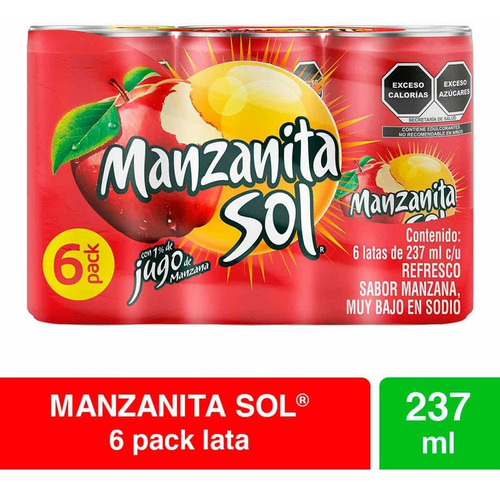 Refresco Manzanita Sol sabor a Manzana 6 Pack 237ml c/u