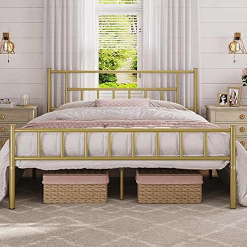 Base De Cama 13 PLG Matrimonial Color Dorada Yaheetech