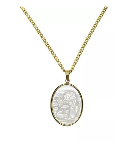 Oferta! Collar Con Medallon De Angel Oro 18kt Exclusivo