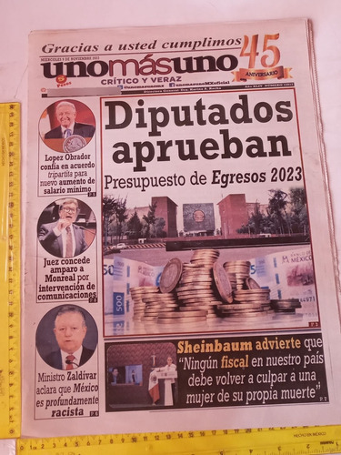 Revista Uno Más Uno Un No 15617 Noviembre 2022