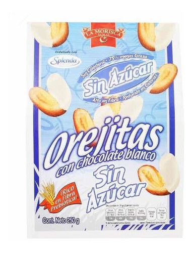 Galleta Orejitas Chocolate Blanco Sin Azucar Fibraprebiotica