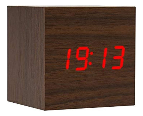 Reloj Despertador De Madera Lanker - Reloj Digital Mini Cubo