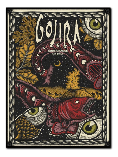 #1186 - Cuadro Vintage 30 X 40 - Gojira Metal No Chapa