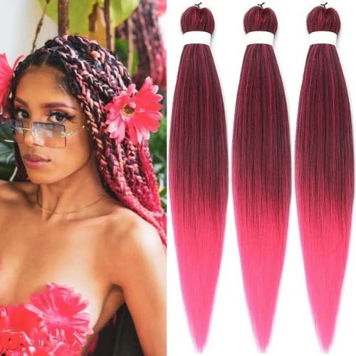 Ombre Rosa Braiding Cabello Pre Estirado Caja Dfxbb