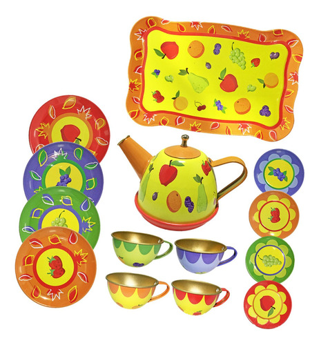 Juego De Té De Con Teteras De Metal, Tazas Y Platos,