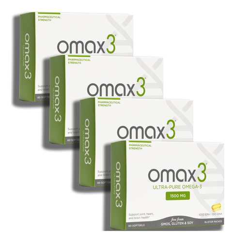 4 Cajas Omax3 Ultra Pure Omega-3 Pldoras De Aceite De Pescad