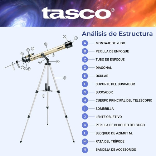 Imagen 8 de 10 de Telescopio Tasco Luminova Altazimuth 800x60mm Mirilla 6x24mm
