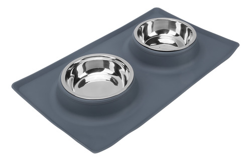 Foldable Dual Bowl Pet Silicone Antislip Water Dish Feeding
