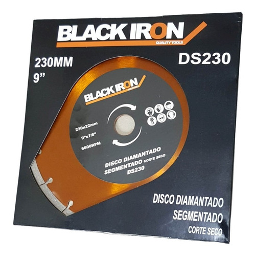 Disco Diamantado Segmentado 230mm 9 Black Iron Premium Color Naranja