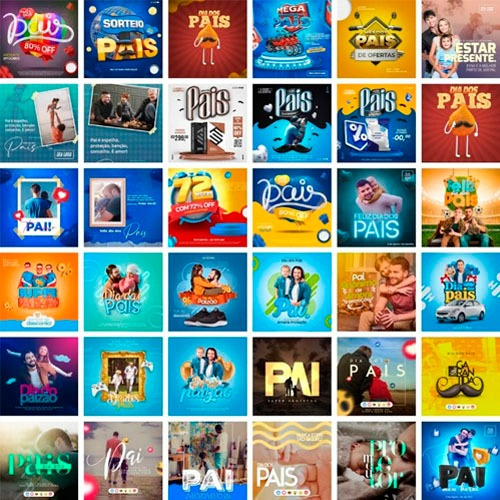 Pacote Dia Dos Pais Rede Social Editáveis 300 Artes Psd