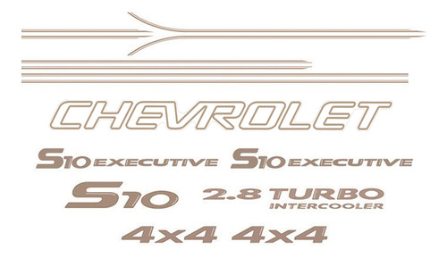Kit Faixas Emblemas S10 Executive 4x4 2003 2004 2005 2006 Cs
