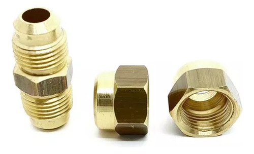 Kit 2 União Niple Latão 1/2 Sae Tubo Cobre C/ Porcas