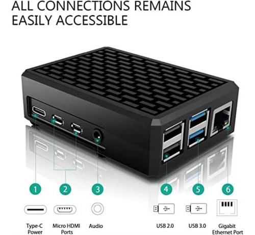 Miuzei Raspberry Pi 4 Caja De Aluminio, Raspberry Pi 4 Model