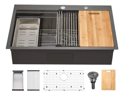 Shaco Fregadero De Cocina Negro De 33 X 22, Fregadero De De