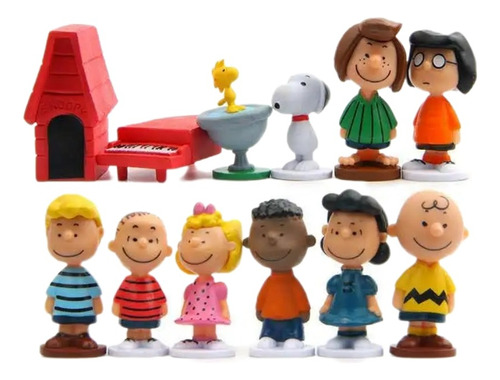 Set De 12 Figuras Peanuts Snoopy De Colección Charlie Brown