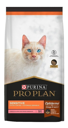 Alimento Pro Plan OptiDerma Sensitive para gato adulto sabor salmón y arroz en bolsa de 3 kg