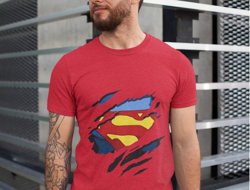 Polera Unisex Superman Super Heroe Pecho Estampado Algodon