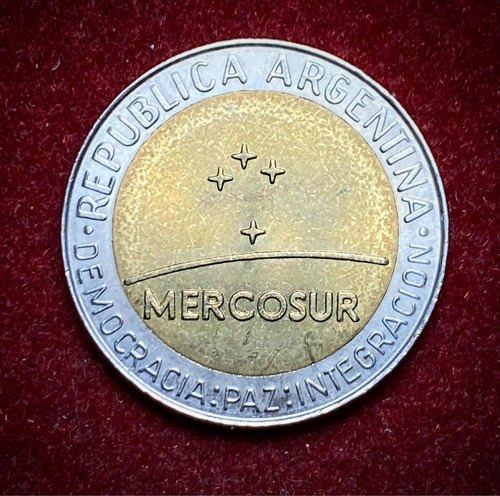 Moneda 1 Peso Mercosur 1998 Argentina Km 125 Bimetalica