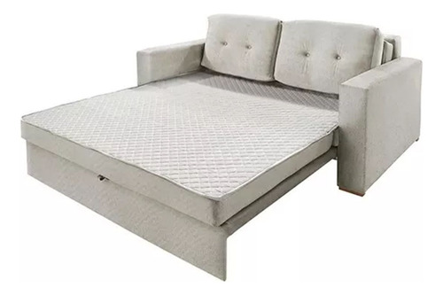 Sofá Cama 508 Rondomóveis Com Colchão D33 - Linho Piauí Cor Bege Desenho Do Tecido Liso