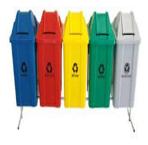Conjunto Para Coleta Seletiva 60l Com 5 Lixeiras Com Suporte