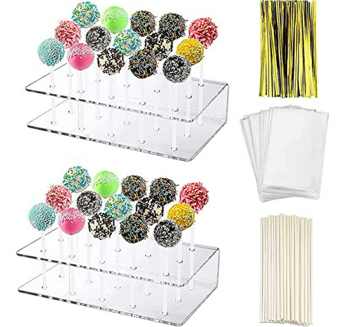 Soporte Acrílico Cake Pop + 2 Packs De Accesorios