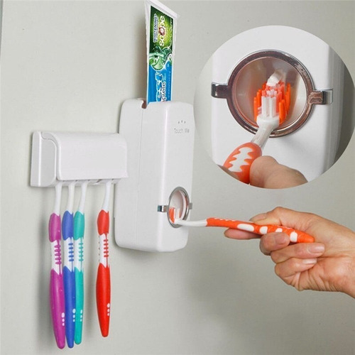 Dispenser Aplicador Creme Dental Suporte 5 Escovas Plástico