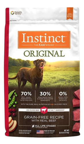 Instinct Original Perro Adulto Todos Tamaños - Carne -20 Lb 