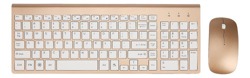 Combo De Teclado Y Ratón Inalámbricos De 2.4 Ghz - Dorado