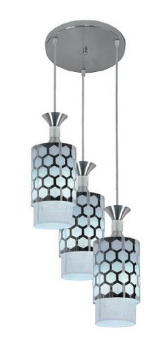 Lustre Para Sala Pendente Triplo Vidro 3 Lampadas E27