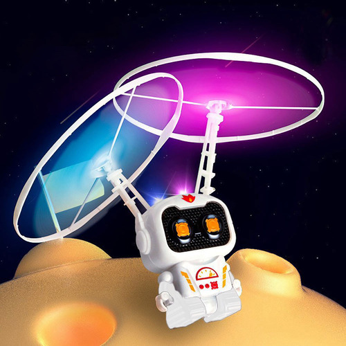 Juguete Robot Volador Por Inducción Drone Astronauta Con Luz Color Blanco