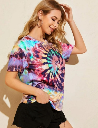 Blusa Tie Dye Mujer Moda Juvenil Ropa Multicolor Verano