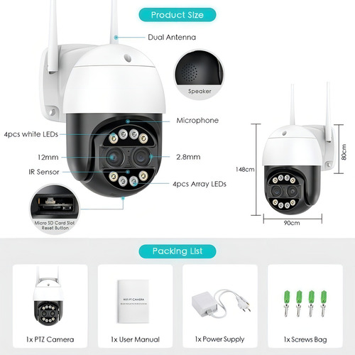 Kit Câmera Segurança Externa Intelbras Wifi Ptz 8x 8mp 4k Cor Au