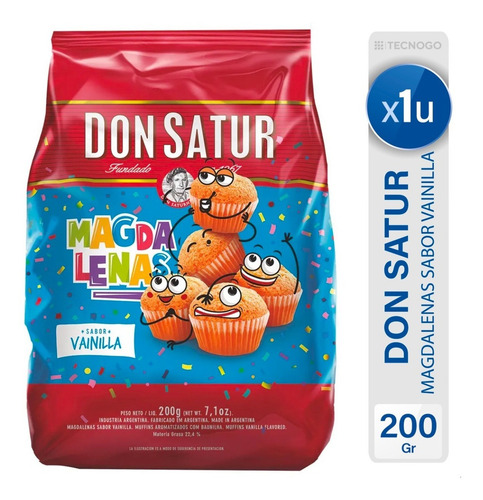 Imagen 2 de 5 de Madalena Don Satur de vainilla 200 g