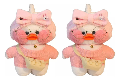 2pcs Lalafanfan Café Peluche, Patito Blanco Con Accesorios