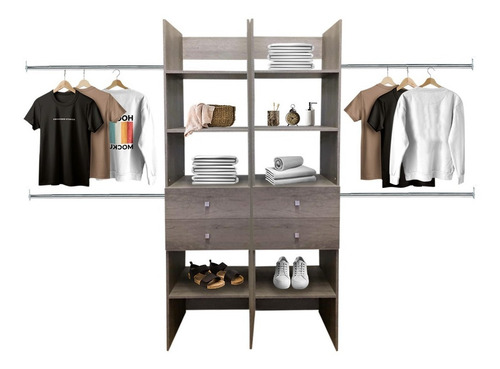 Closet Verona 2 Cajoneras Premium Ajustable Color Gris
